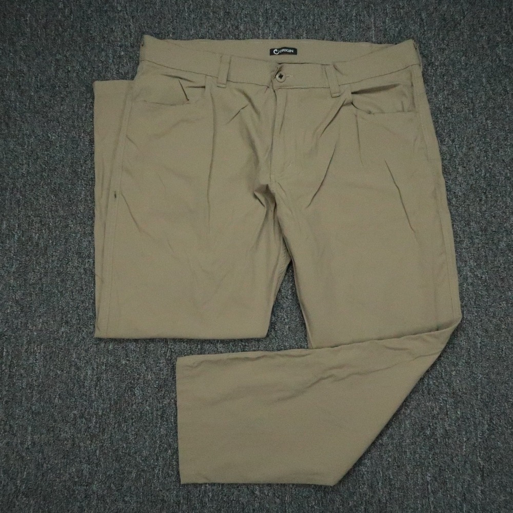 Origin Pants Mens 40x30 Khaki Tan GTFO Lightweight Travel Straight Stretch